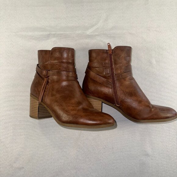 Frye & Co - Indiana Heeled Stacked Leather Ankle Boots Brown Women's Size 8M New - Picture 9 of 15